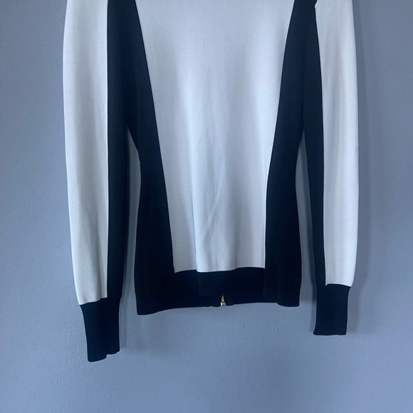 Balmain x H&M Black & White Colorblock Mock Neck Exposed Zipper Top Size 8 - Picture 6 of 11